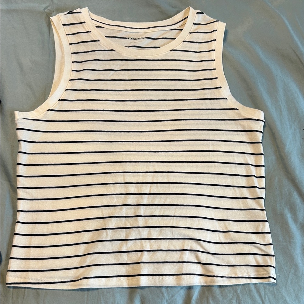 Old Navy Navy and White Striped Tank Top